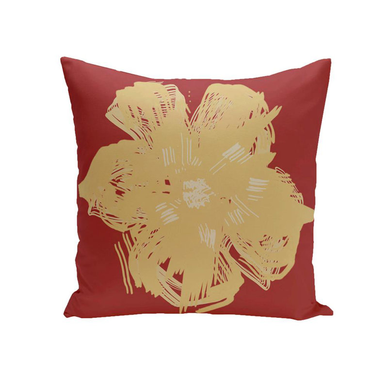 Housse de coussin d'extérieur à motif floral, H 18 po x l 18 po x P 7 po, Rouge