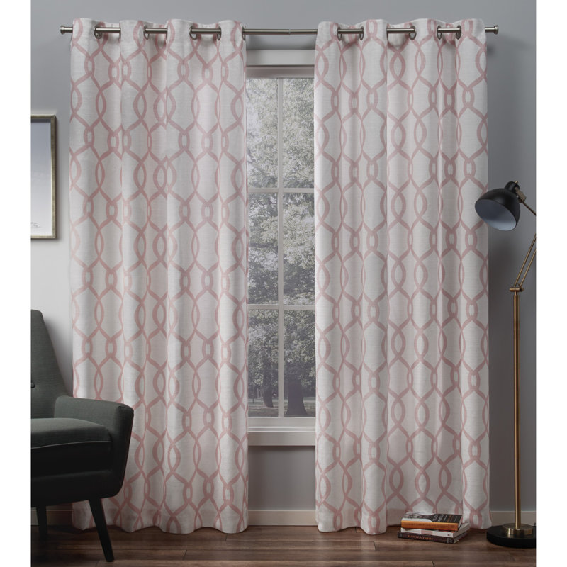Panneaux de rideaux semi-transparents à motif géométrique avec œillets Caliese, Naturel, l 54 po x L 108 po