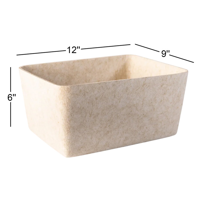 Sculpted Felt Storage Wide Bin, Stone