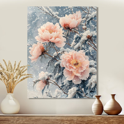 Pe pivoines au vent d'hiver III - art mural sur toile florale