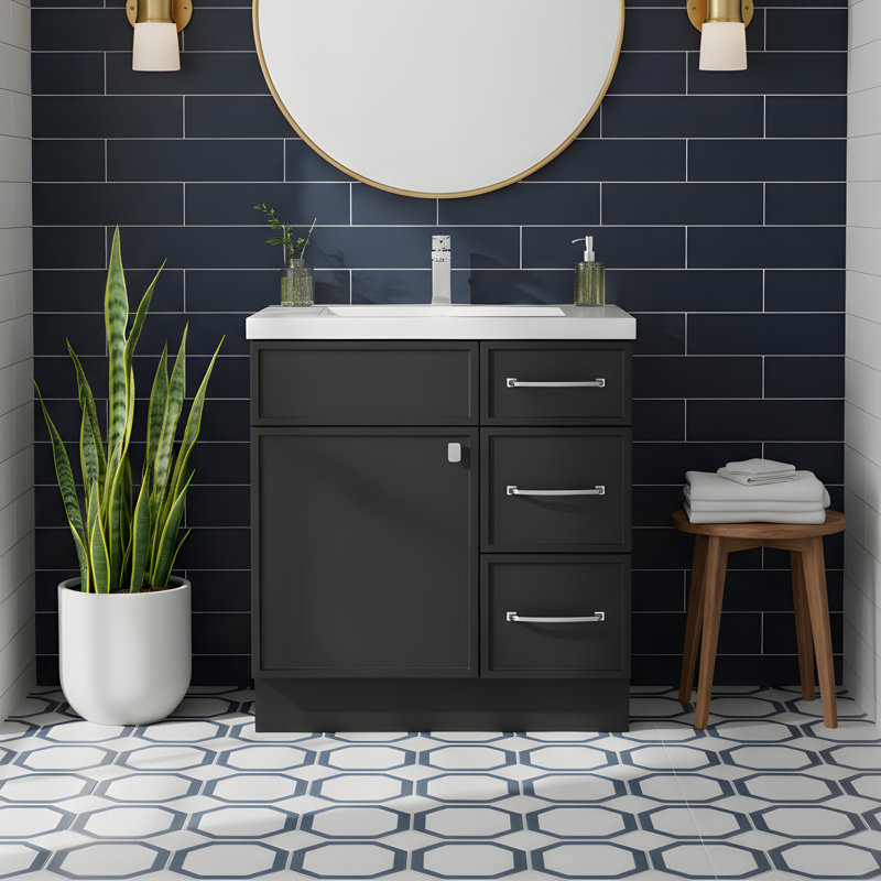 Ensemble de meuble-lavabo simple Manhattan, Noir, Chrome chrome, 30"
