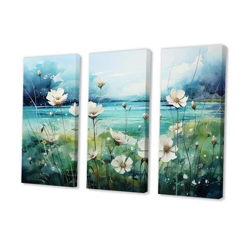«Misty Flower Meadows II - Flower», ensemble d'art mural, H 28 po x l 36 po x P 1 po