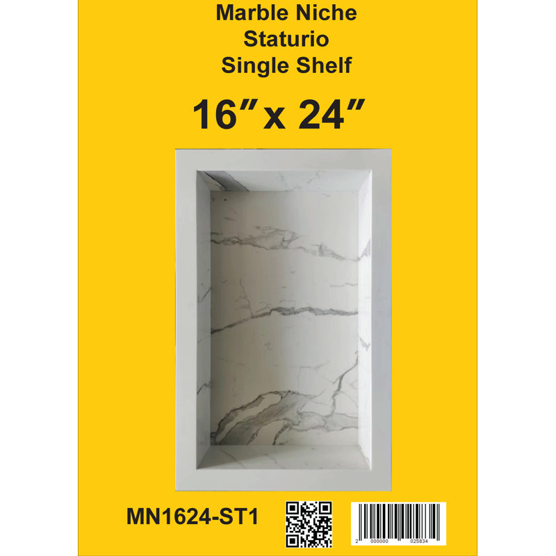 Niche de douche en marbre Staturio sans tablette 16 x 24 (1 pièce par boîte)