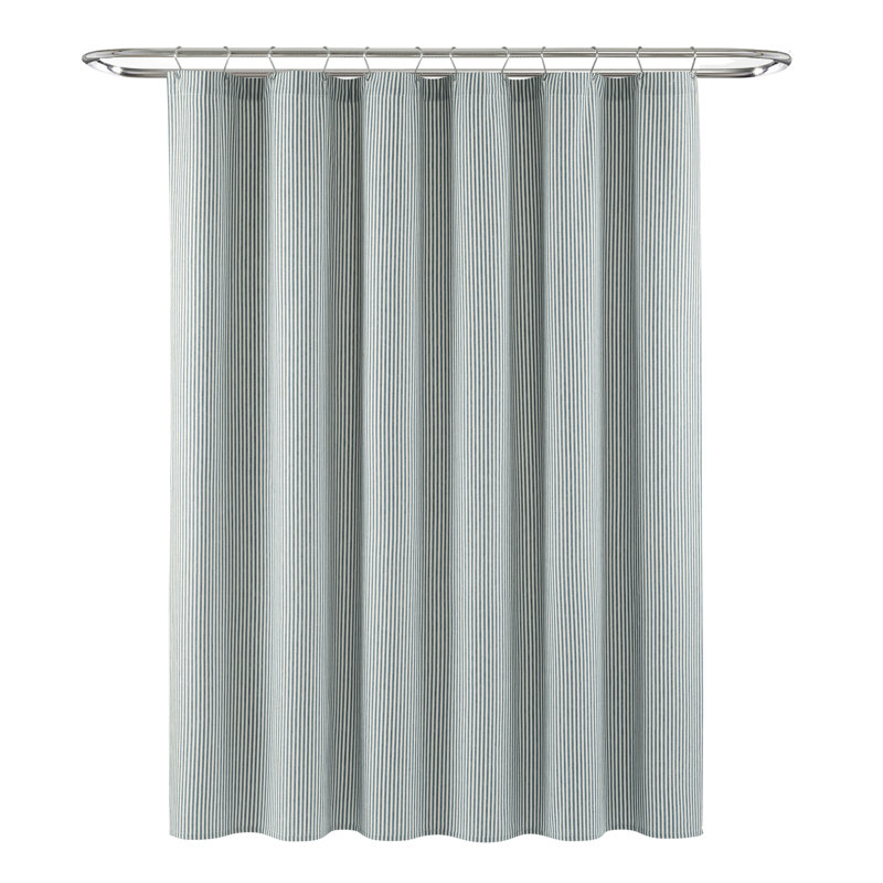 Rideau de douche simple à rayures Bruno, Bleu