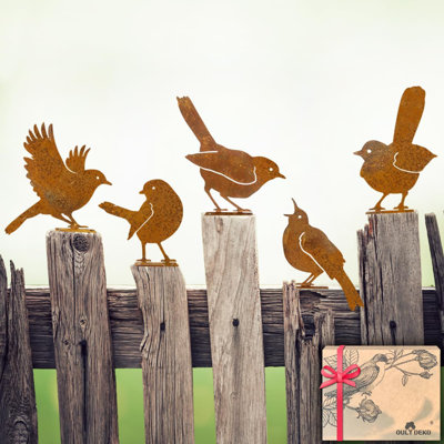 5PCS Décoration murale oiseaux rouillés, décoration murale oiseau extérieur
