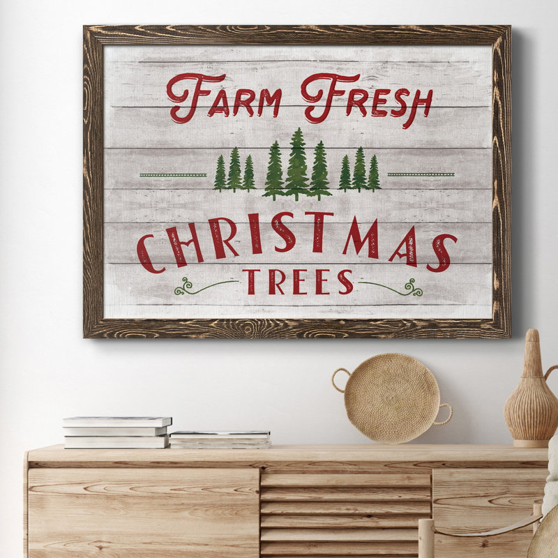 «Farm Fresh Christmas Trees», reproduction d'art textuel sur toile, H 37,5 po x l 27,5 po x P 1,5 po, Noyer