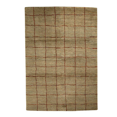 Tapis rectangulaire en laine brun / rouge 4 pi x 6 pi