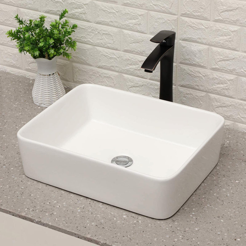 Ensemble de meuble-lavabo et de robinet de salle de bain 19 "X 15" - vasque en céramique blanche avec bronze huilé
