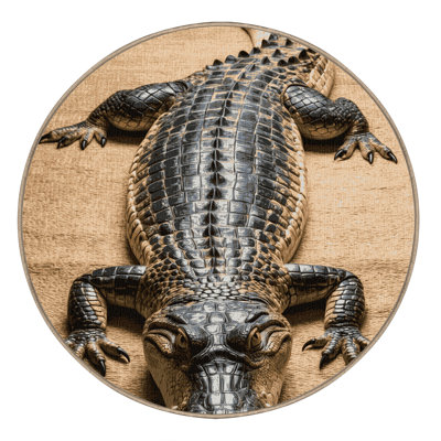 Washable Nile Crocodile Wildlife Area Rug