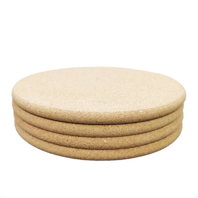 Fixturedisplays® 4PK 7.1 X 0.4" Round Cork Placemats For Kitchen, Rustic Natural Placemats, Non-Slip Trivet Heat Holder For Hot Dishes 22012-4PK