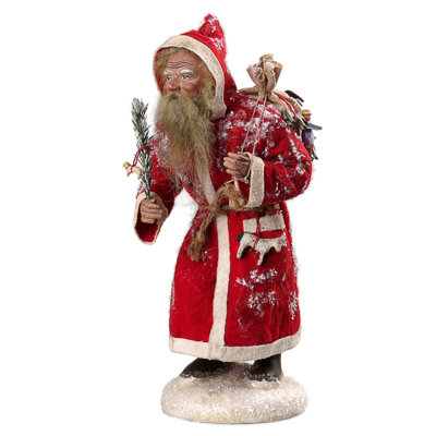 Figur Weihnachtsmann mit rotem Filzmantel