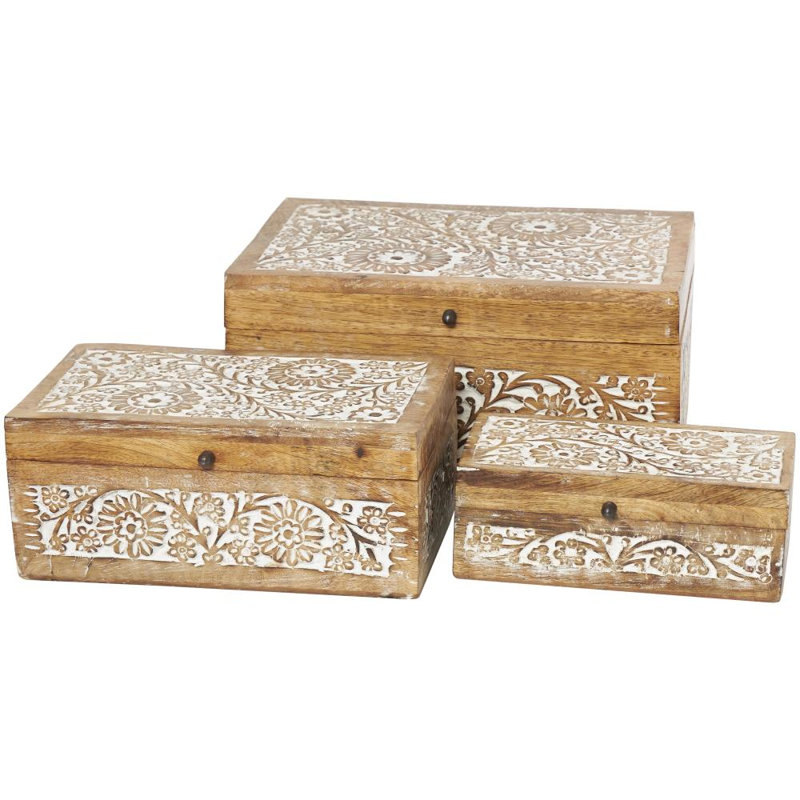 Mattos 3 Piece Wooden Decorative Box Set