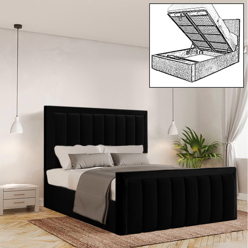 Betson Upholstered Ottoman Storage Bed, Black, Single (3')