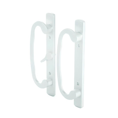 Loquet central de poignée de porte de patio sans clé avec finition blanche