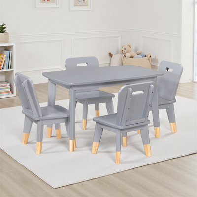 Inderpreet Transitional Wood 5-Piece Pack Children Table and Chairs Set with Four Matching Chairs