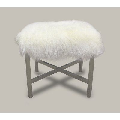 Tabouret croisé en acier inoxydable blanc tibétain agneau