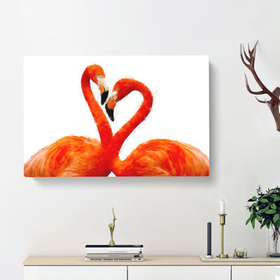 Two Loving Flamingos - Wrapped Canvas