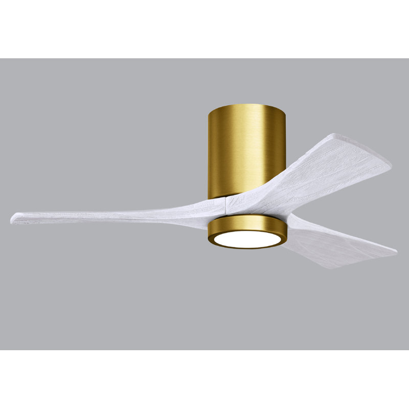 Irene LED Ceiling Fan, 42", Matte White, Brushed Brass