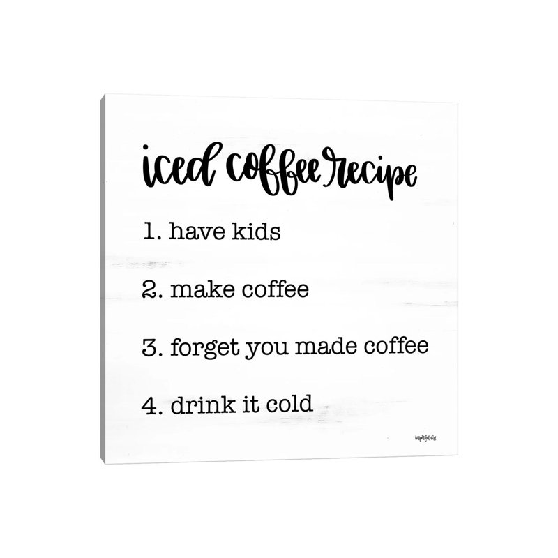 Iced Coffee Recipe by Imperfect Dust - Textual Art on Canvas, 45.72cm H x 45.72cm W x 3.81cm D, Wrapped Canvas