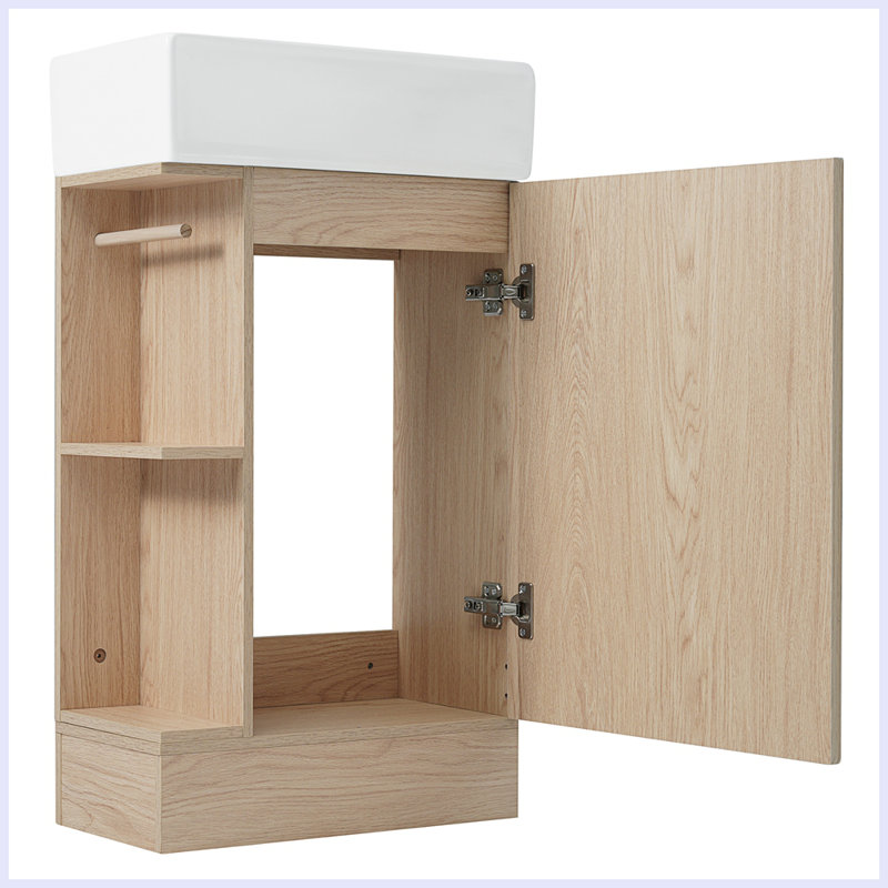 Modern Bathroom Vanity Cabinet with Two-tier Shelf, Natural