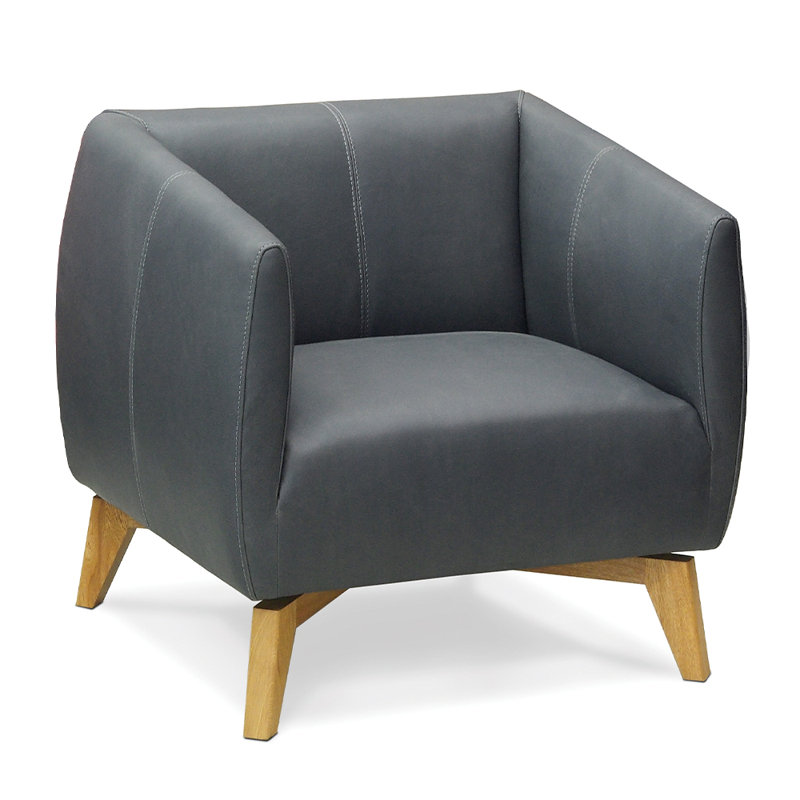 Fauteuil Indie, Naturel, Cuir Latium Azul Profundo