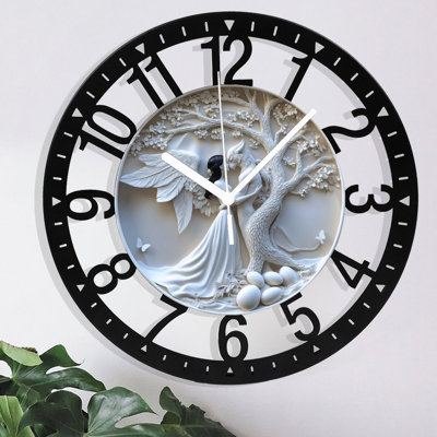 Metal Wall Clock for Living Room -10" Forest Path Lined With Bluebell Flowers Silent Non Ticking,Battery Operated, Antique Clocks for Farmhouse,Bedroom,Kitchen - Arabic Numerals
