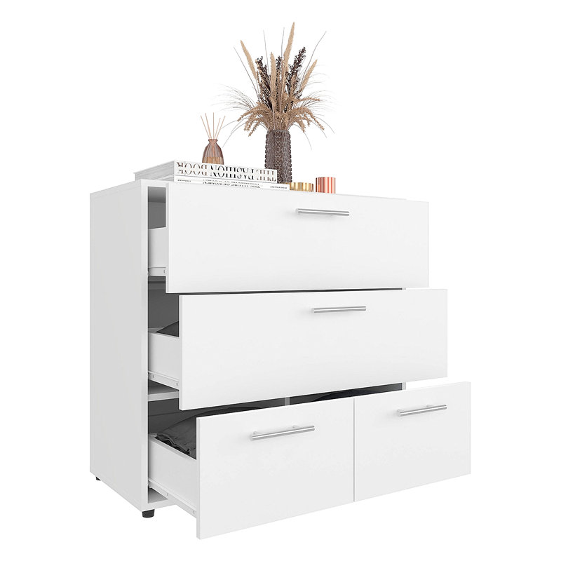 Commode rectangulaire à 3 tiroirs, Blanc