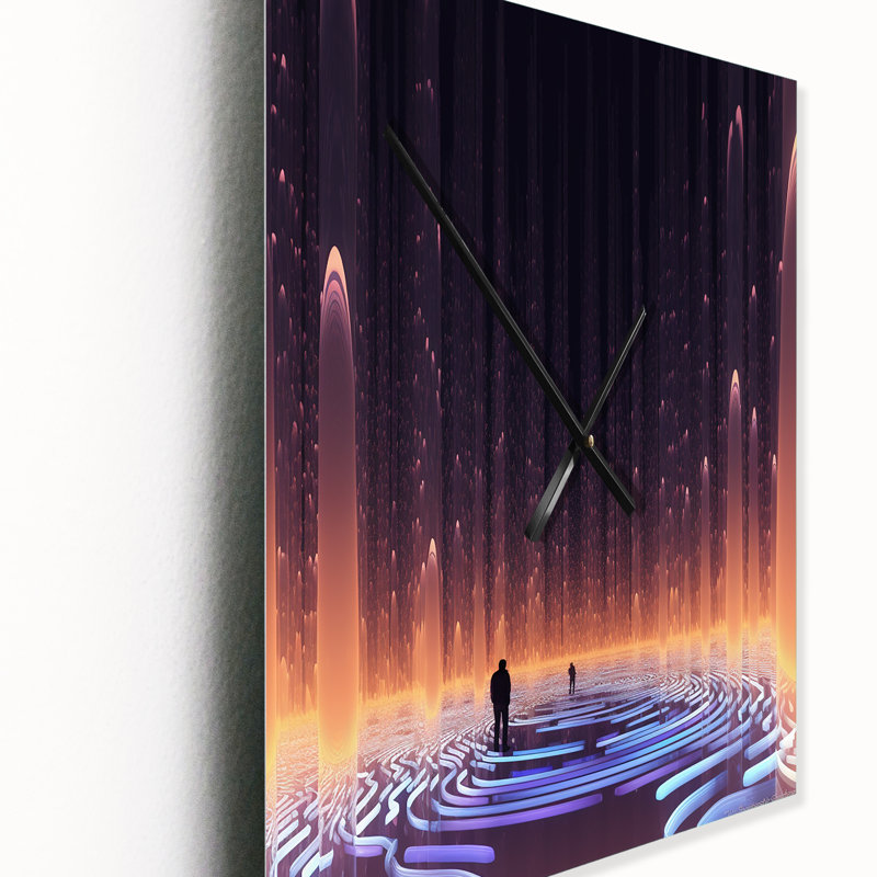 Errant dans le labyrinthe bleu de l'esprit I - Horloge murale moderne à paysage abstrait, H 40 po x l 30 po x P 1 po