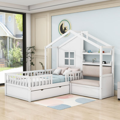 Abriana Twin Size House Bed with Two Drawers and Storage Shelf -  Harper Orchard, ABC330CE0C044C949D4EC057B94DDAC0