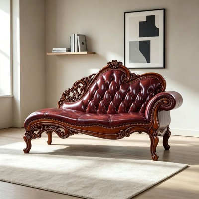 Luxurious solid wood carved chaise lounge