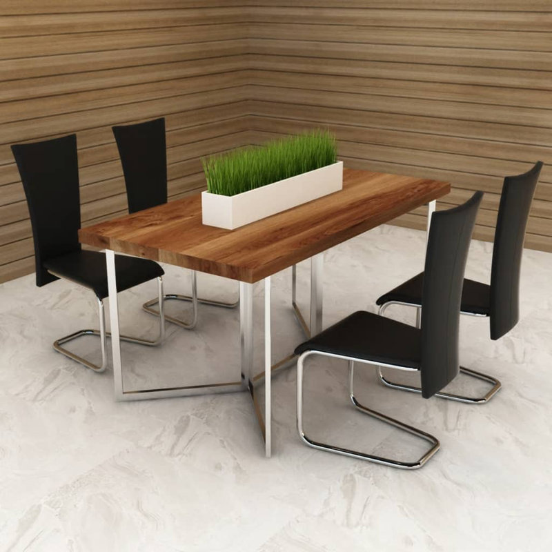 Chaises de salle à manger en similicuir noir, Noir
