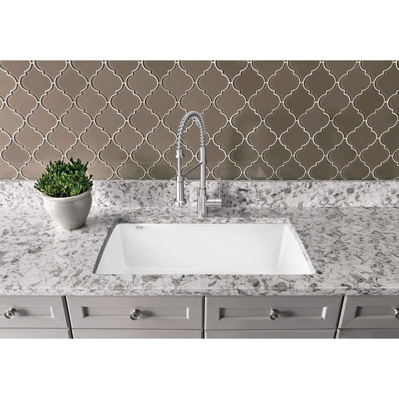 Évier de cuisine encastré simple 33 "Diamond SILGRANIT - Blanc, Blanc