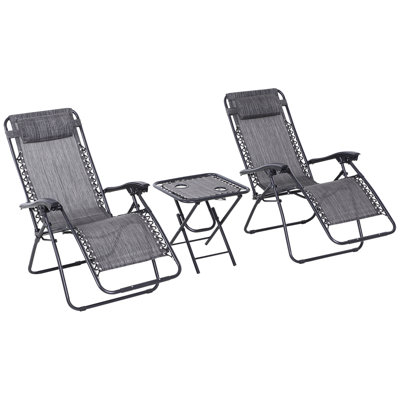 Outsunny Folding Zero Gravity Chairs Adjustable Headrest