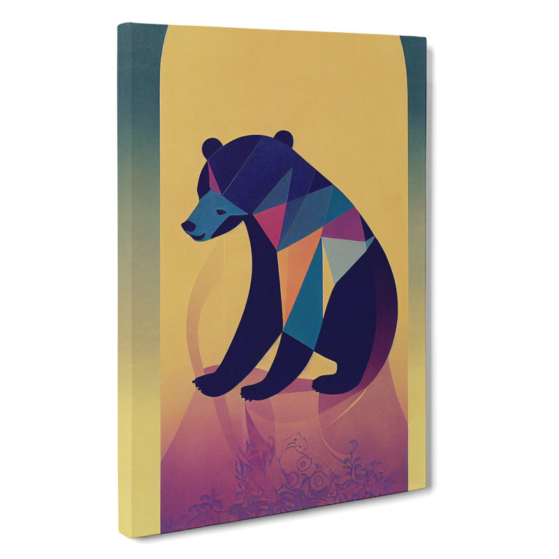 Resting Bear Abstract - Wall Art, Wrapped Canvas, 50cm H x 35cm W, No Matte