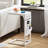 Shaped Side Table With Charging Stations - Versatile White Couch Table For Snacks & Laptops