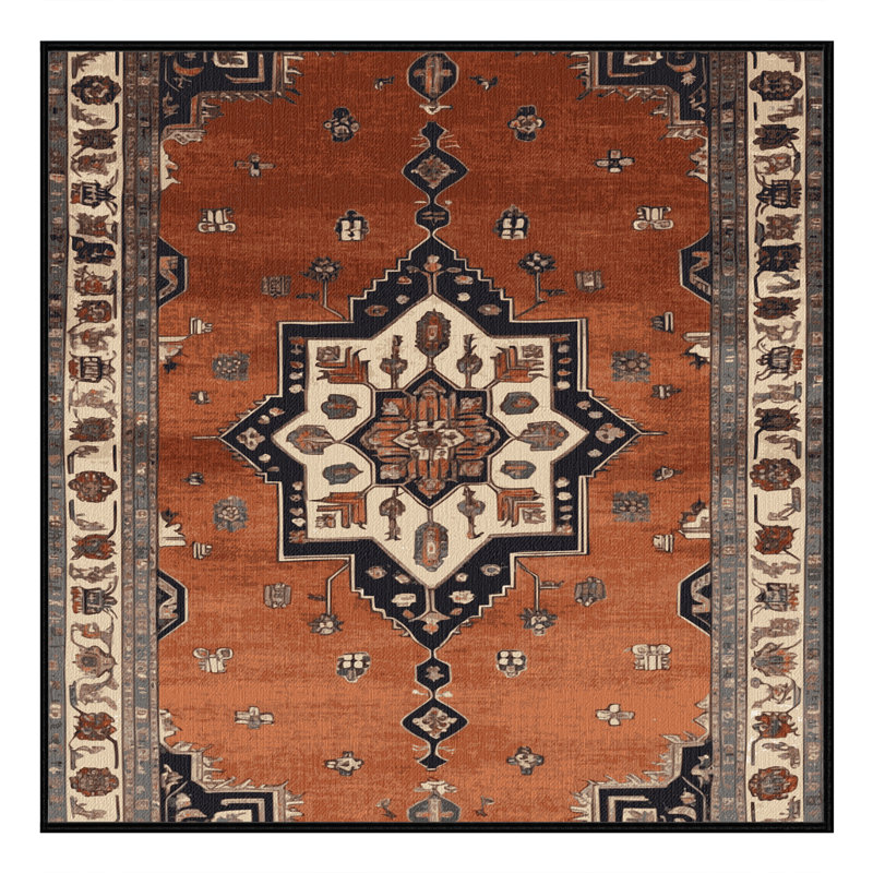 Machine Washable Persian Brown Area Rug, Square 4'