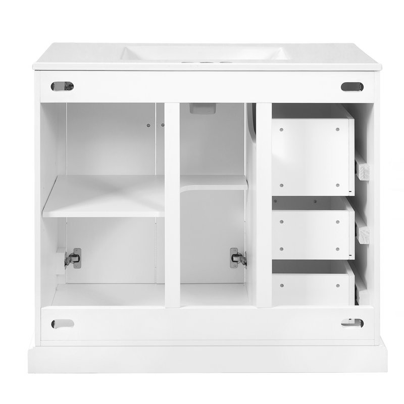 Meuble-lavabo moderne 36 "avec lavabo en céramique, Blanc