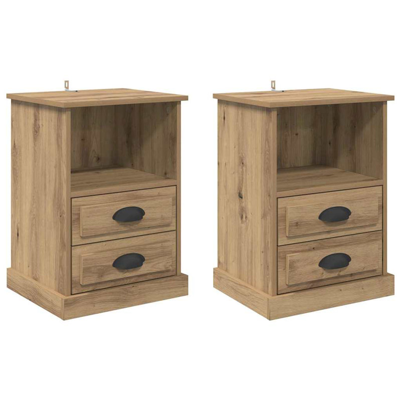 43cm W Manufactured Wood Bedside Table, Artisan Oak