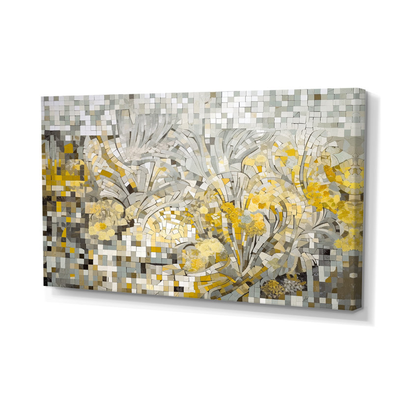 Art mural mosaïque jaune et crème bohémien I - Boho