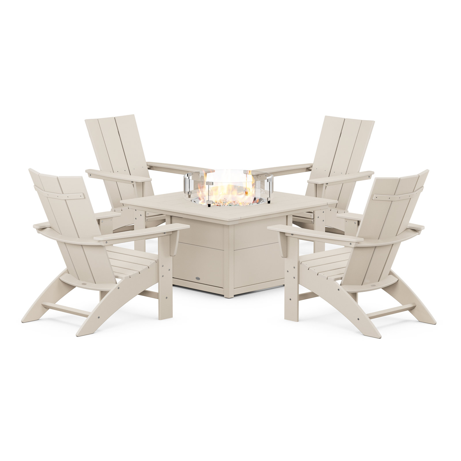 POLYWOOD® Modern Adirondack 4-Person Patio Seating Group, Sand