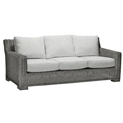 Rustic 81.25" Wide Outdoor Wicker Patio Sofa with Cushions
