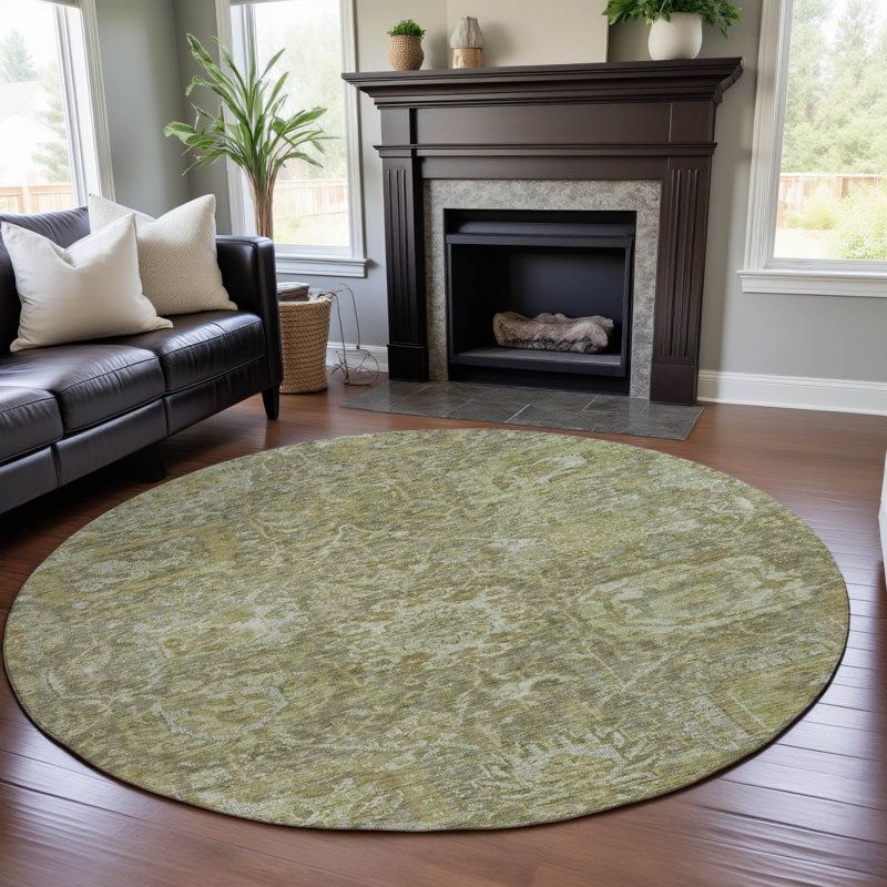 Premium Machine Washable Wayne AMF1101 Damask Rug, Round 8'