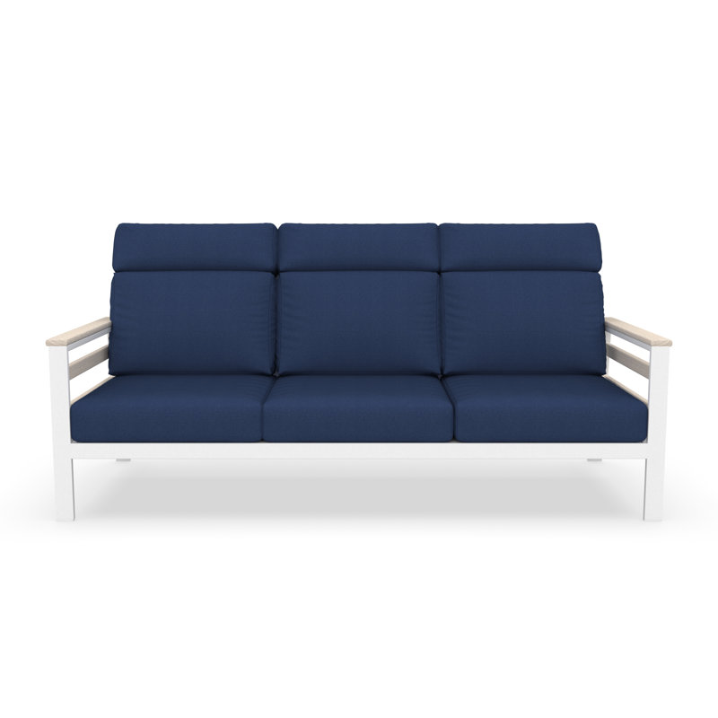 Townsend Metal Outdoor Sofa With Sunbrella Cushion, Canvas Navy, White