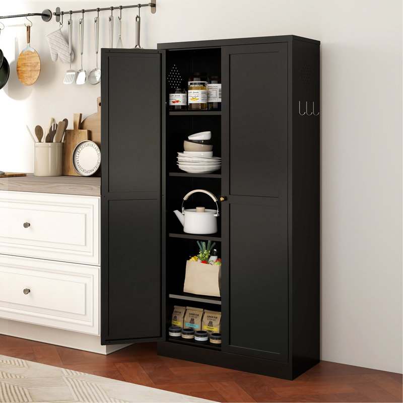 Rangement réglable de 61 po pour garde-manger en métal 61 po avec 4 tablettes (capacité de 110 lb), organisateur de garde-manger autoportant robuste pour la cuisine, le garde-manger et le salon