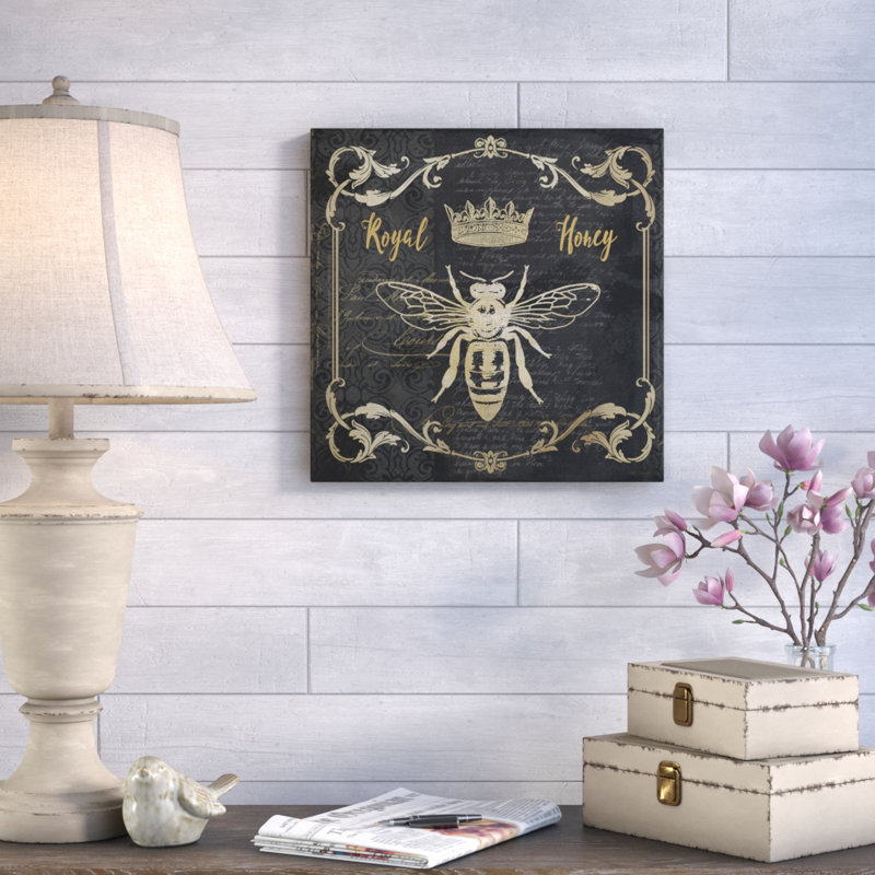 " Royal Honey Bee I ", 16" H x 16" W x 1.5" D, Wrapped Canvas