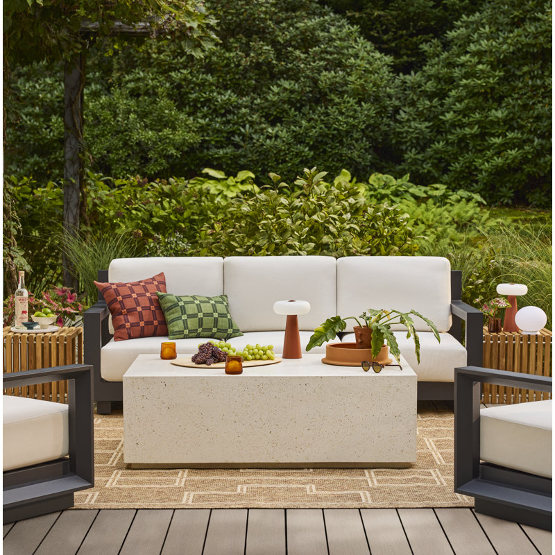 Aden 85'' Aluminum Outdoor Sofa, Cream