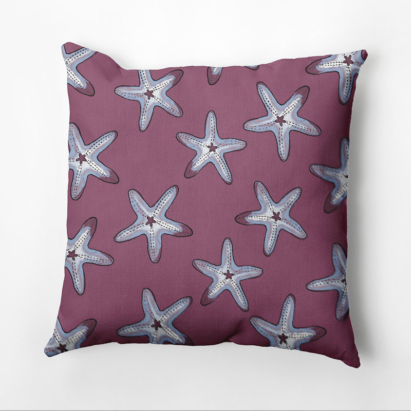 Beach Vacation Pillow Cover & Insert, 16" H x 16" W, Purple/Blue