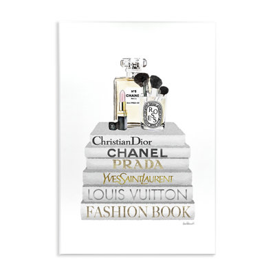 'Fashion Designer Makeup Bookstack White Gold' Textual Art