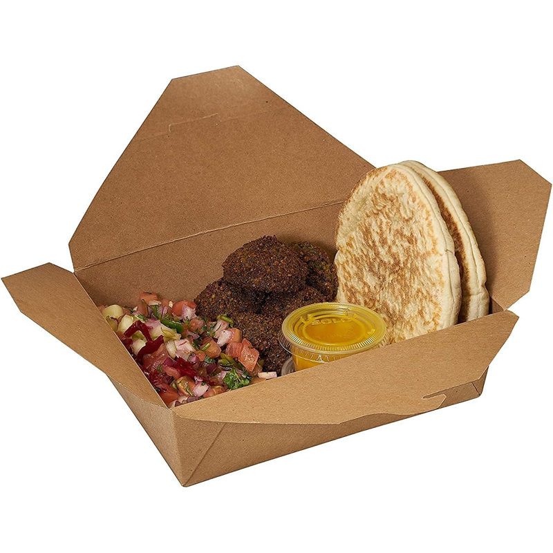 Boîte à lunch éco-responsable 45 oz en papier kraft brun, résistante aux fuites et recyclable (300)
