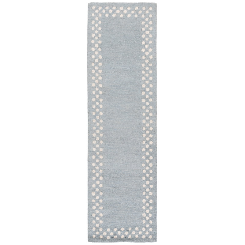 Martha Stewart Hand Tufted Wool; Cotton Polka Dot Indoor / Outdoor Rug, Runner 2'3" x 8'